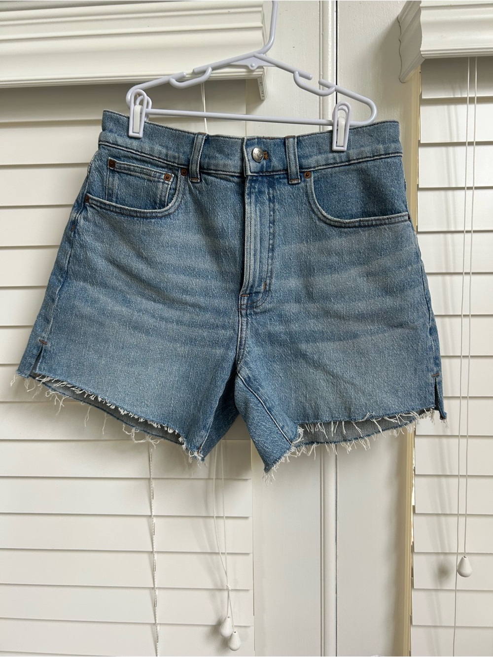 Madewell Light Blue High-Rise Raw Hem Denim Shorts